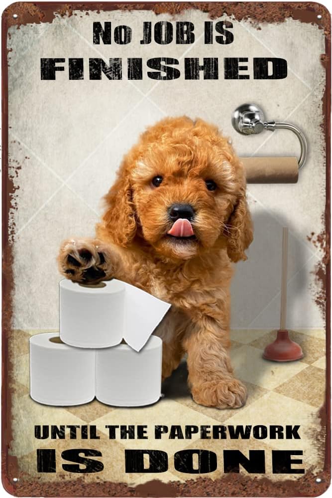 Farming Jobs - Goldendoodle-letrero de estaño para baño de
