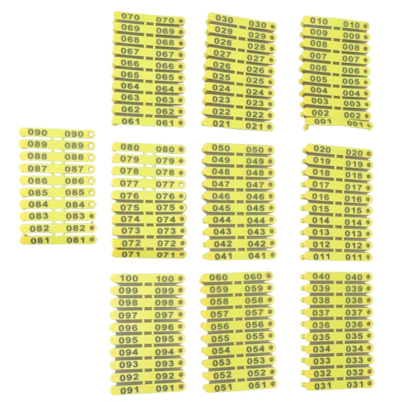 Livestock Ear Tag - 100 Etiquetas de Plástico Numeradas del