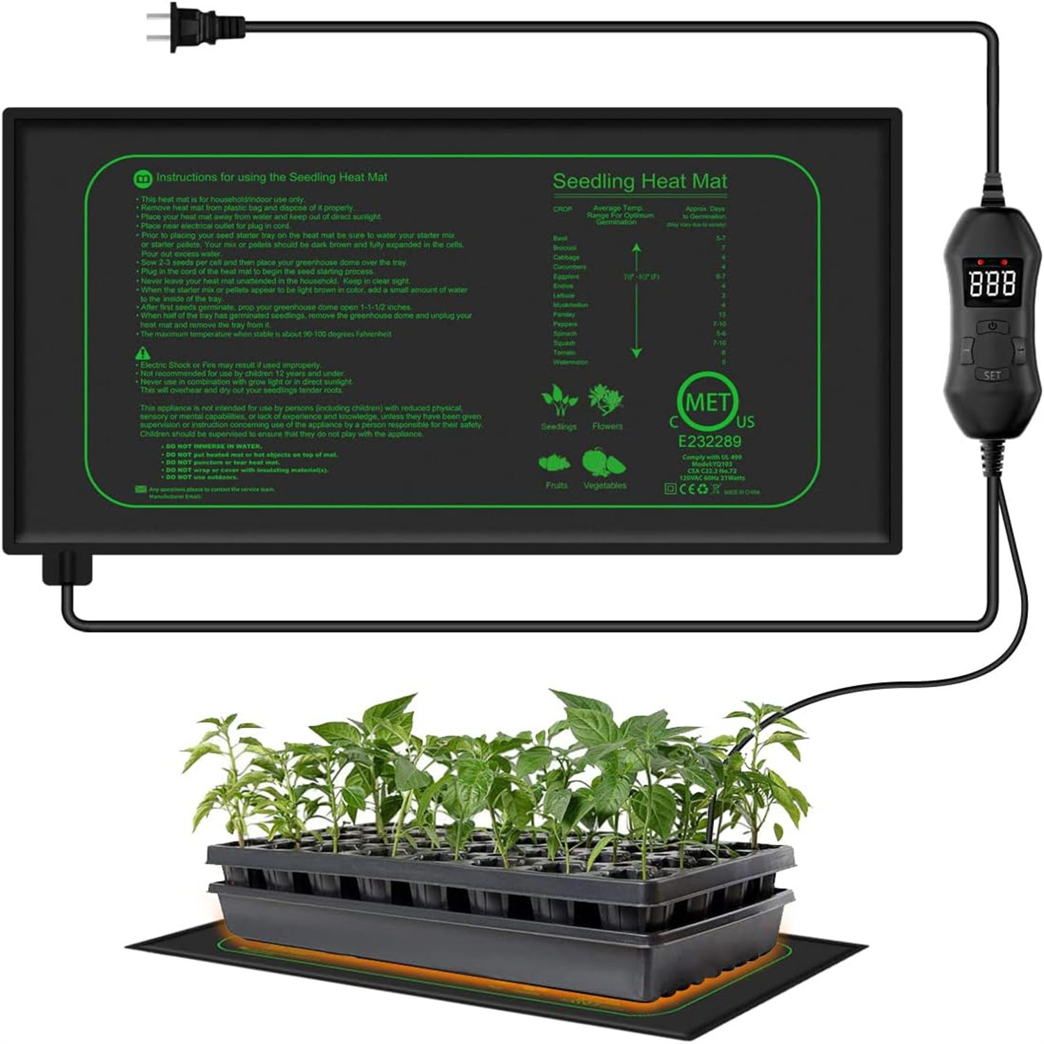 Seedling Heat Mat - Alfombrilla Térmica para Plántulas con Termostato
