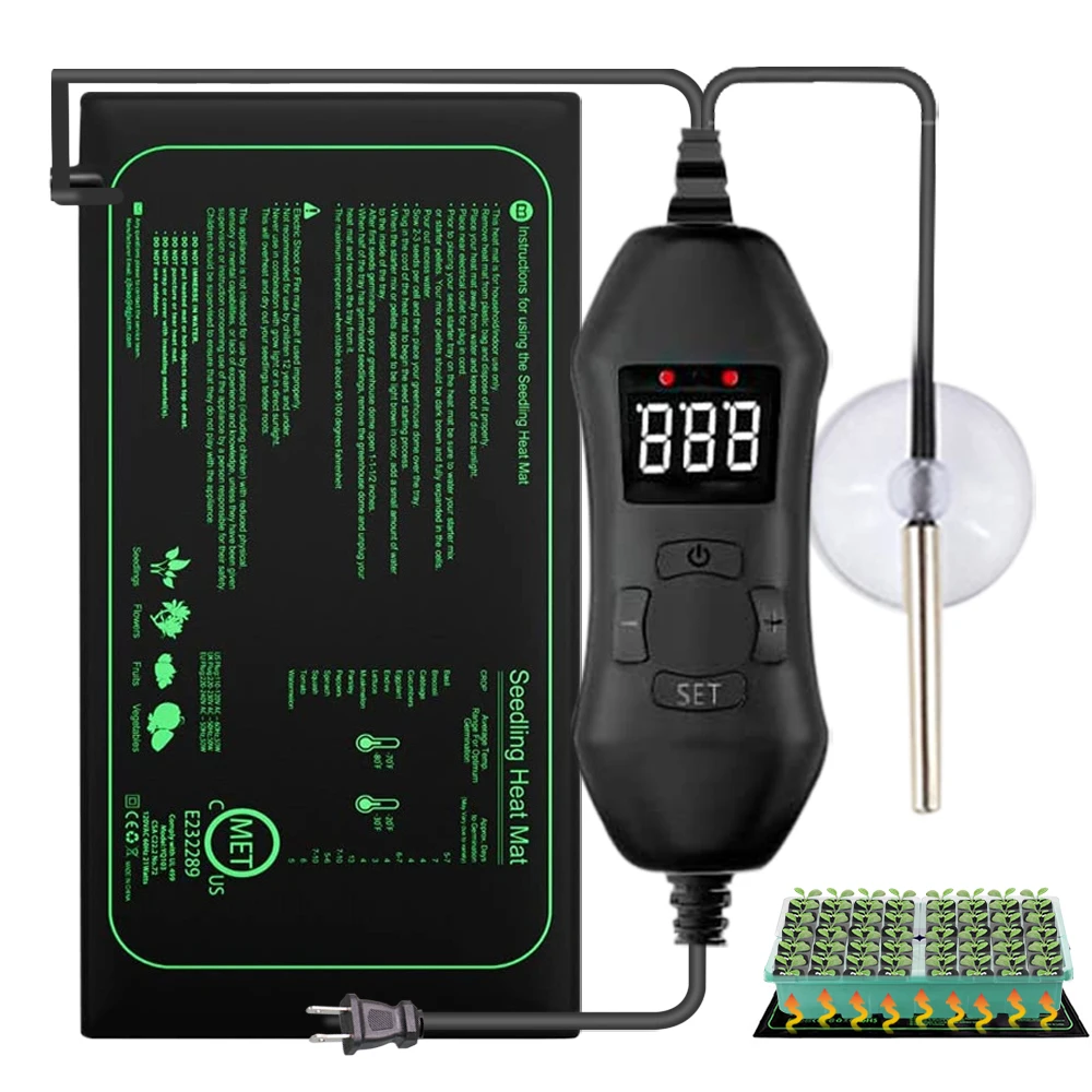 Seedling Heat Mat - Termostato ajustable de 50W EU-US/UK/AU, estera