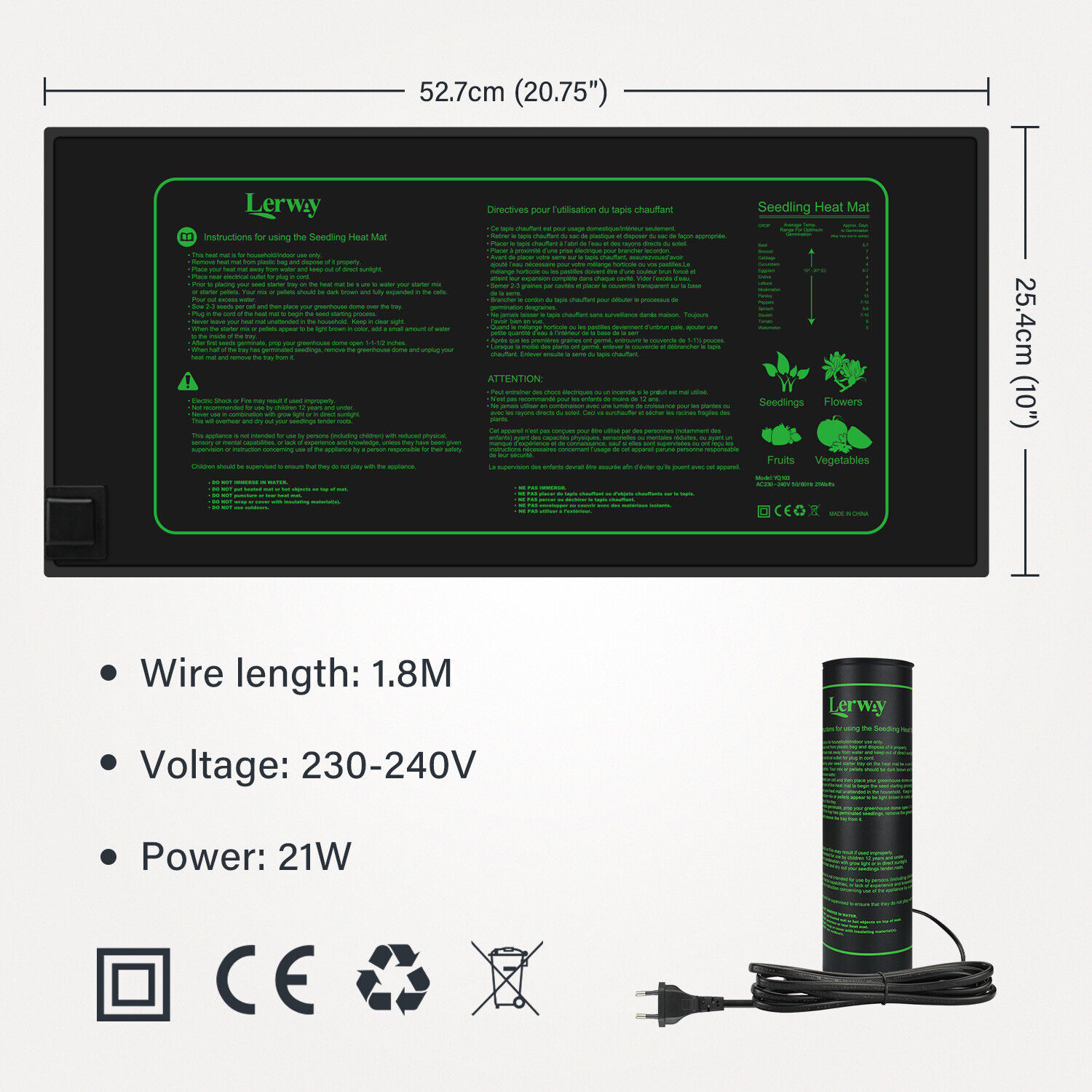 LERWAY-alfombrilla calefactora - Seedling Heat Mat reseña y precio